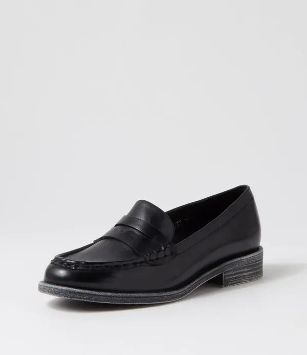 Women DJANGO & JULIETTE Messina Black Leather Loafers