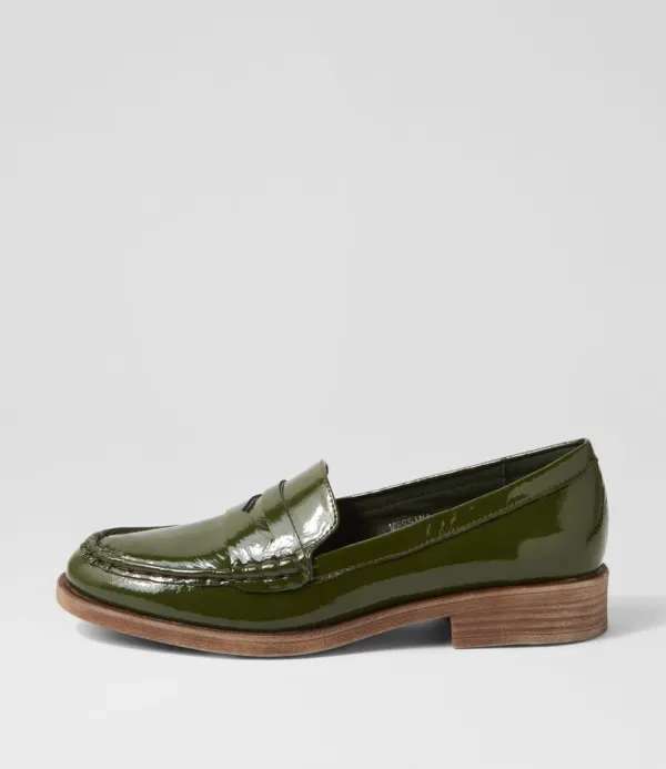 Women DJANGO & JULIETTE Messina Khaki Patent Leather Loafers