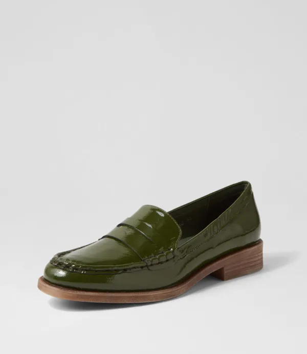 Women DJANGO & JULIETTE Messina Khaki Patent Leather Loafers