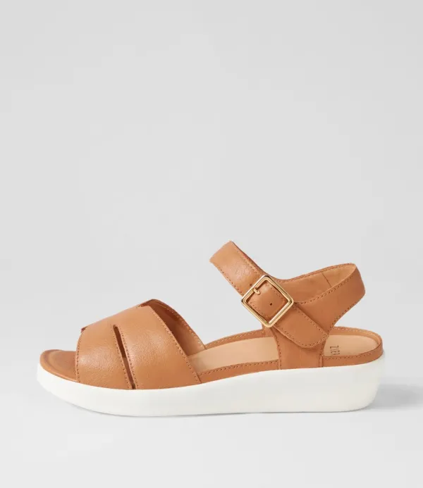 Women ZIERA Meygan W Dark Tan Leather Sandals