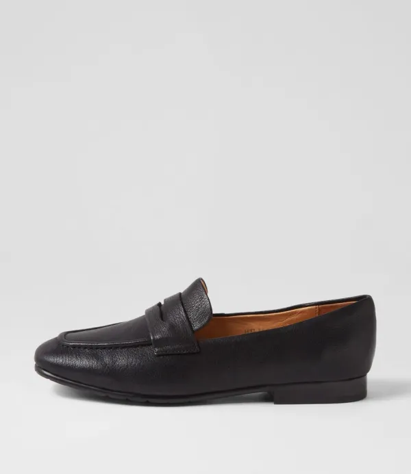 Women TOP END Milica Black Leather Loafers