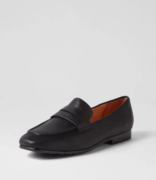 Women TOP END Milica Black Leather Loafers