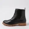 Women ZIERA Minoru W Black Leather Lace Up Boots