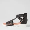 Women DJANGO & JULIETTE Minos Black White Leather Sandals