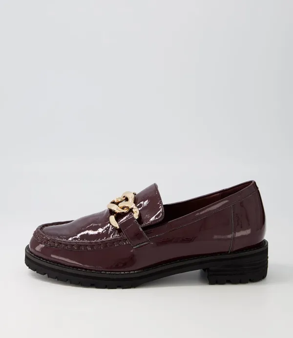 Women ZIERA Misima W Burgundy Patent Leather Loafers