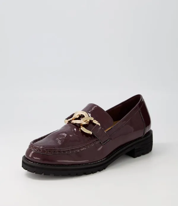 Women ZIERA Misima W Burgundy Patent Leather Loafers