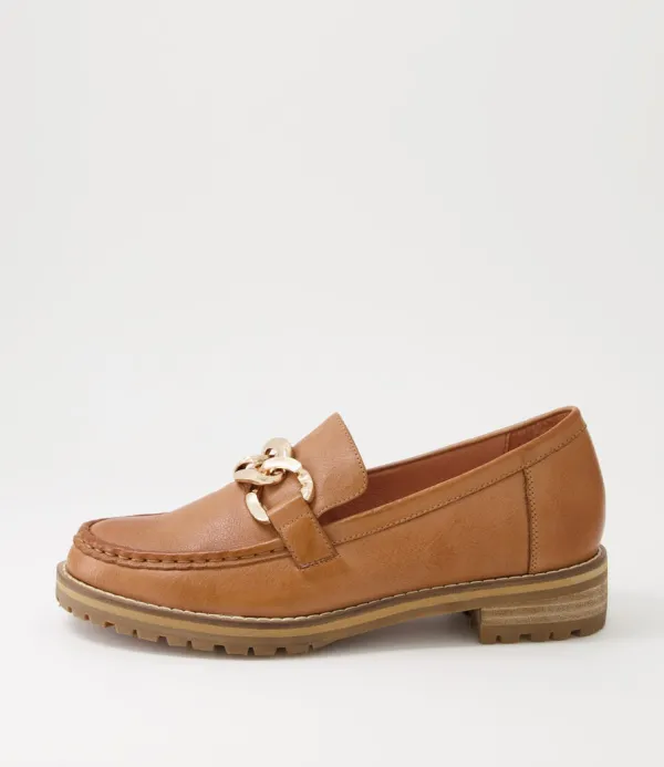 Women ZIERA Misima W Tan Leather Loafers