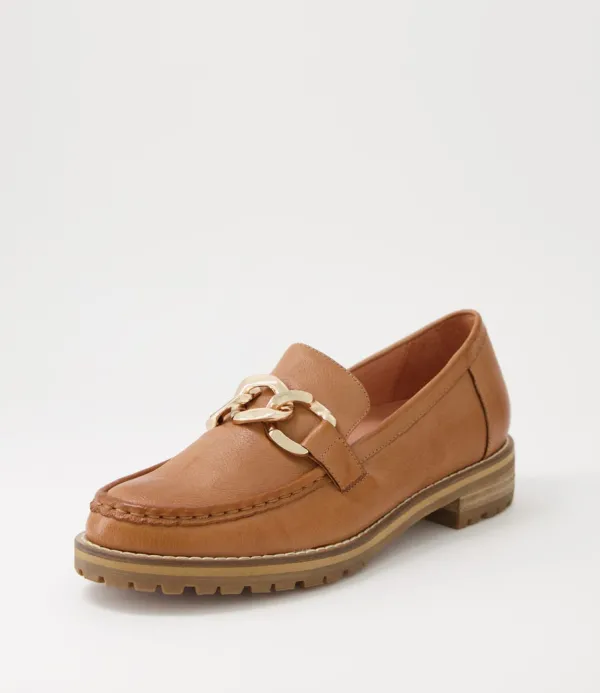 Women ZIERA Misima W Tan Leather Loafers
