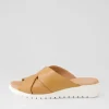 Women DJANGO & JULIETTE Mith Dark Tan White Leather Slides