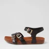 Women ZIERA Moffee Xw Black Leather Sandals