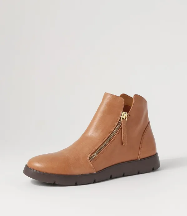 Women ZIERA Mohme W Tan Leather Ankle Boots