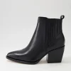 Women DJANGO & JULIETTE Morene Black Croc Leather Chelsea Boots