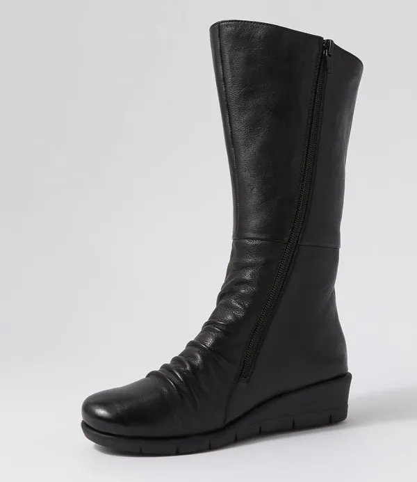 Women SUPERSOFT Morrison Black Leather Knee High Boots