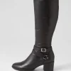 Women DJANGO & JULIETTE Morry Black Leather Knee High Boots