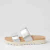 Women ZIERA Nairo Xw Silver Scratch Leather Slides