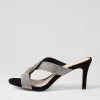 Women TOP END Narleta Black Silver Suede Jewels Mules