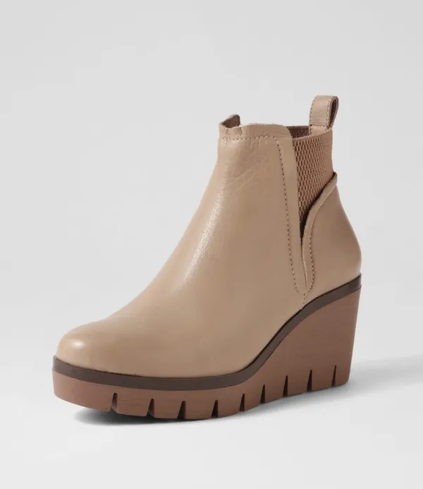 Women DJANGO & JULIETTE Narry Taupe Leather Ankle Boots