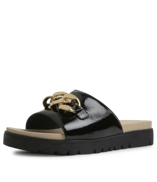 Women ZIERA Narry Xw Black Wrinkle Patent Slides Bs