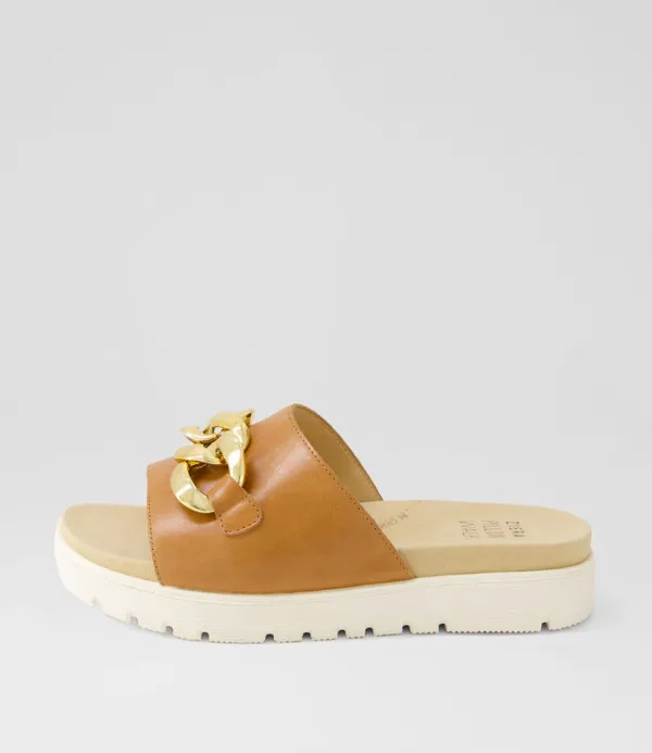 Women ZIERA Narry Xw Tan Leather Slides
