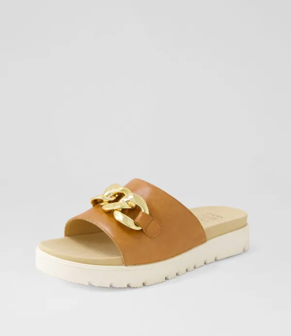 Women ZIERA Narry Xw Tan Leather Slides
