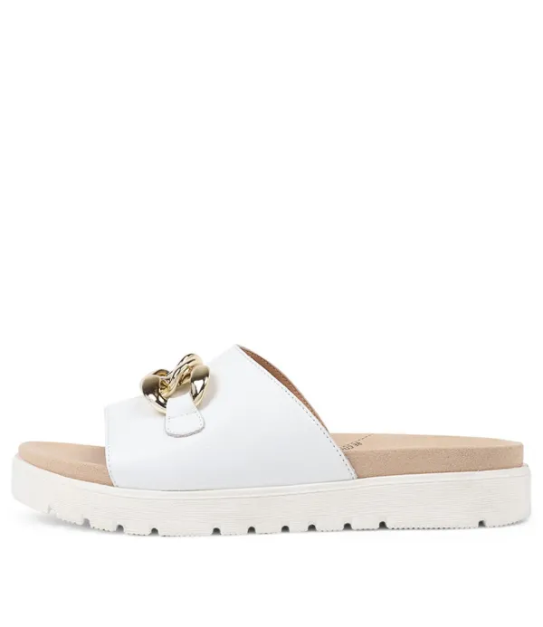 Women ZIERA Narry Xw White Leather Slides