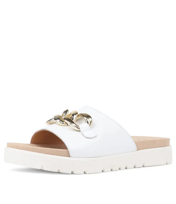 Women ZIERA Narry Xw White Leather Slides