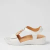 Women ZIERA Navvon Xw White Leather Sandals