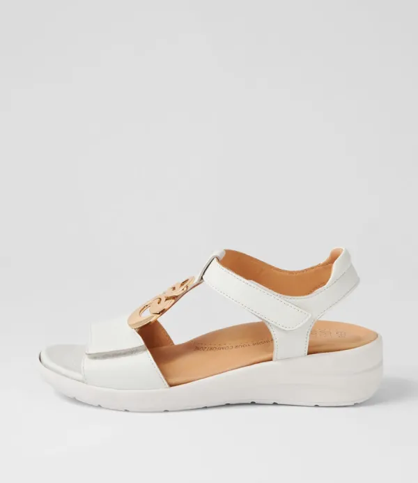 Women ZIERA Navvon Xw White Leather Sandals