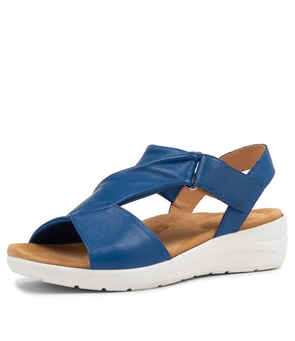 Women ZIERA Nazly Xw Cobalt Leather Sandals