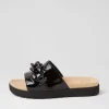 Women ZIERA Nerriya Xw Black Patent Leather Slides