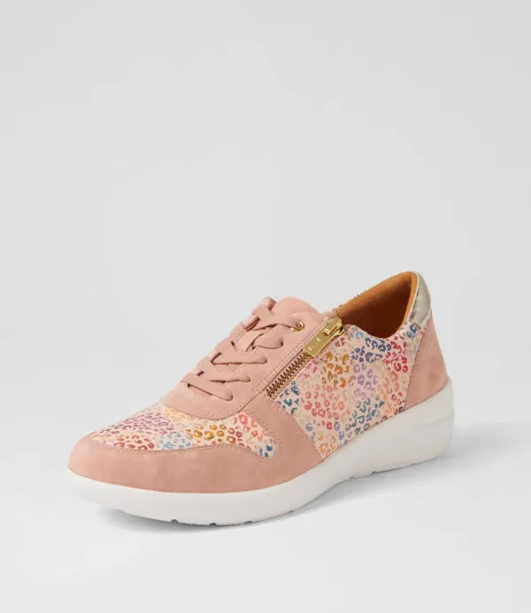 Women ZIERA Newton W Rose Pink Leopard Multi Sneakers