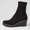 Women DJANGO & JULIETTE Nibal Black Stretch Microsuede Ankle Boots