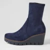 Women DJANGO & JULIETTE Nibal Navy Stretch Microsuede Ankle Boots