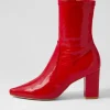 Women DJANGO & JULIETTE Nider Dark Red Stretch Patent Pu Ankle Boots