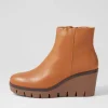 Women DJANGO & JULIETTE Nish Dark Tan Leather Ankle Boots