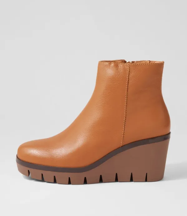 Women DJANGO & JULIETTE Nish Dark Tan Leather Ankle Boots