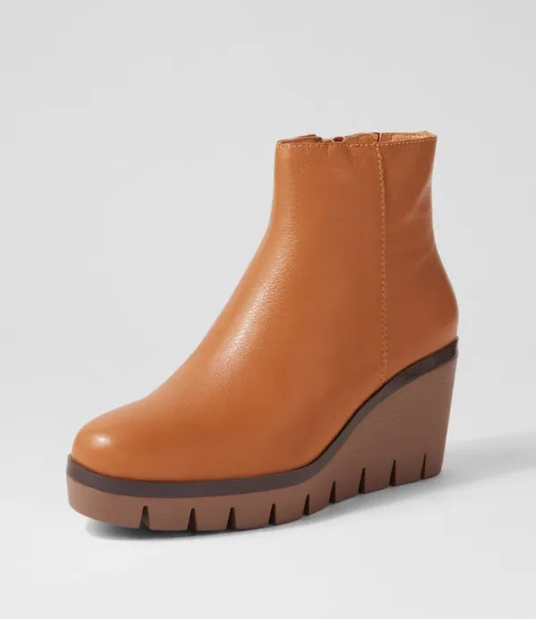 Women DJANGO & JULIETTE Nish Dark Tan Leather Ankle Boots