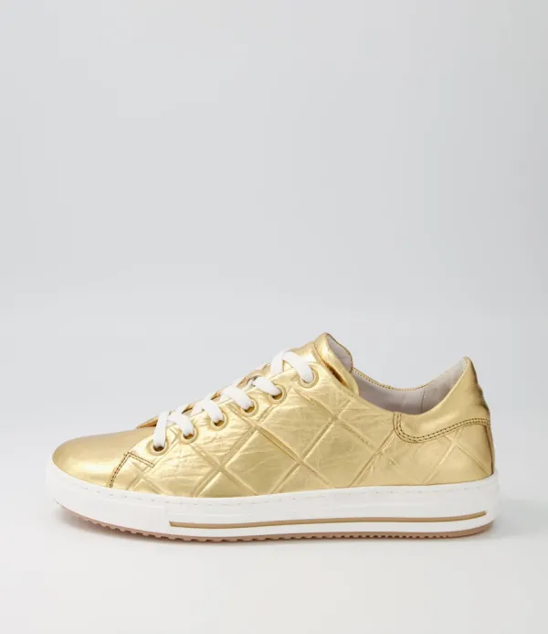 Women GABOR Nissy Gold Leather Sneakers