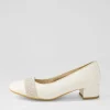 Women ARA Nizza 13 Creme Shell Platinum Leather Heels