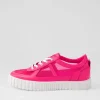 Women DJANGO & JULIETTE Obitta Hot Pink White Leather Mesh Sneakers