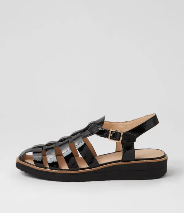 Women TOP END Oblight Black Patent Leather Flat Shoes