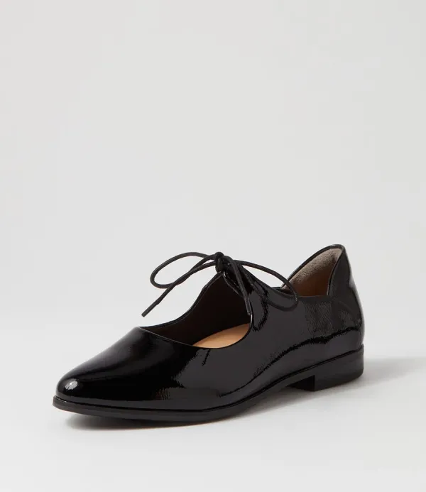 Women ZIERA Oceany Xf Black Wrinkle Patent Flat Shoes