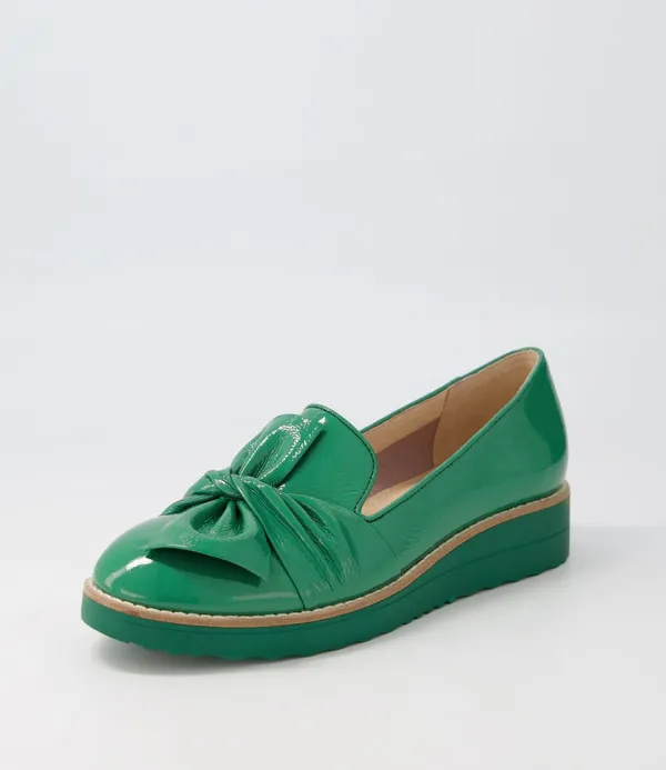 Women TOP END Oclem Dark Emerald Patent Leather Loafers
