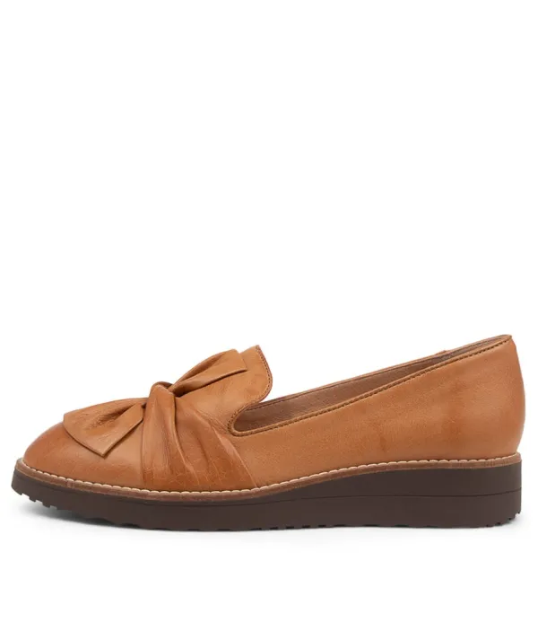 Women TOP END Oclem Dark Tan Leather Flat Shoes Cs