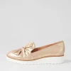 Women TOP END Oclem Old Gold Scratch Leather Flat Shoes
