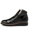 Women TOP END Ohmy Black Patent Leather Boots Black Sole