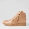 Women TOP END Ohmyes Latte Croc Leather Ankle Boots