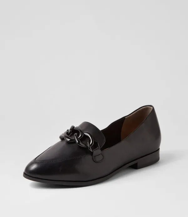Women ZIERA Olange Xw Black Leather Loafers