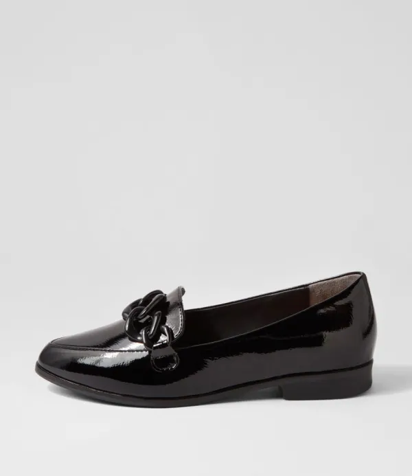 Women ZIERA Olange Xw Black Wrinkle Patent Loafers