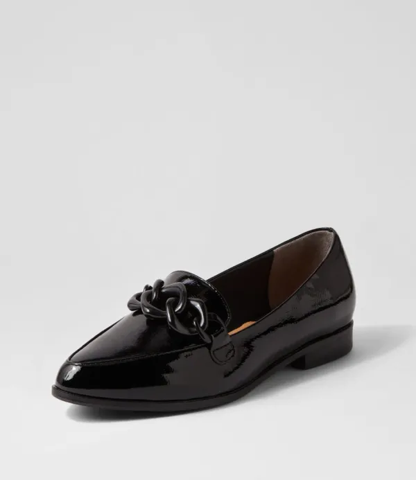 Women ZIERA Olange Xw Black Wrinkle Patent Loafers